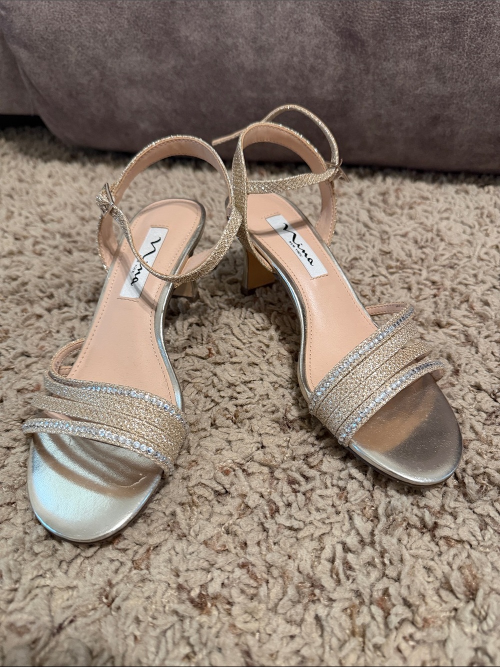 Nina Gold Sparkle Heel Sandals